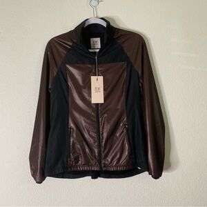 Fabletics Demi Lovato Black Gold Afina Full Zip wind breaker Jacket S NWT